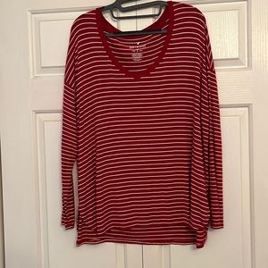 American Eagle Outfitters red and white striped Soft & Sexy T